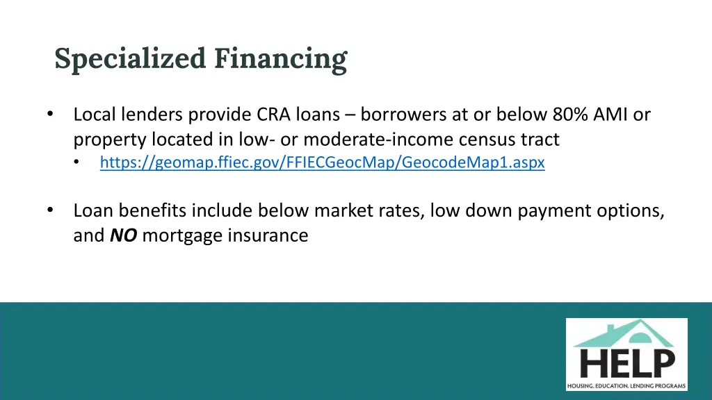specialized financing