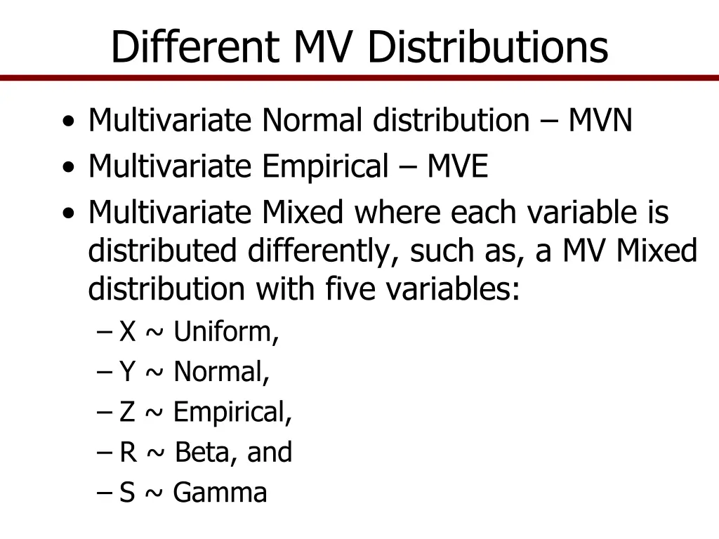different mv distributions