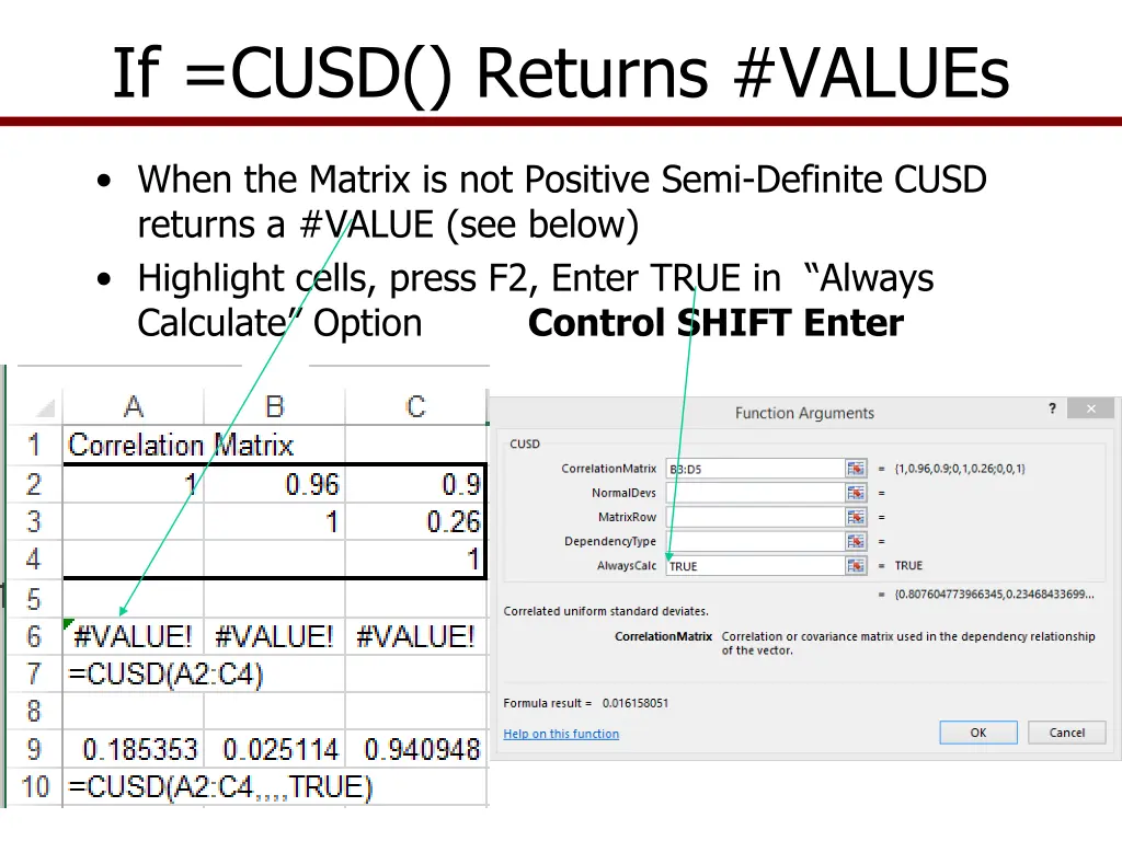 if cusd returns values