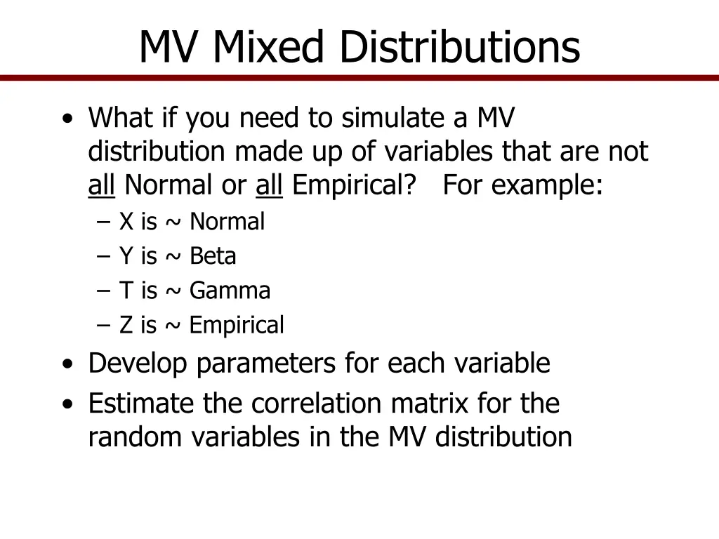 mv mixed distributions