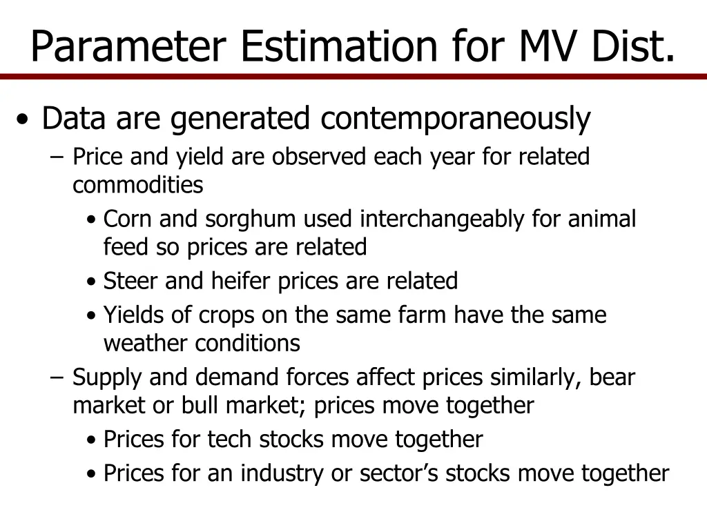 parameter estimation for mv dist