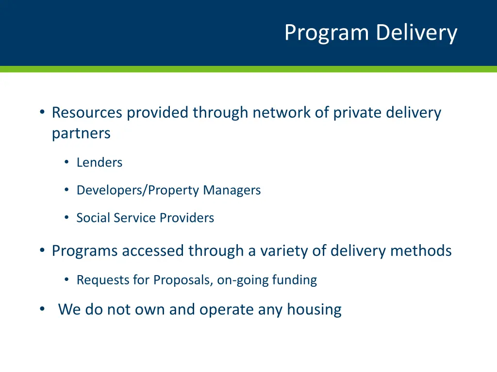 program delivery
