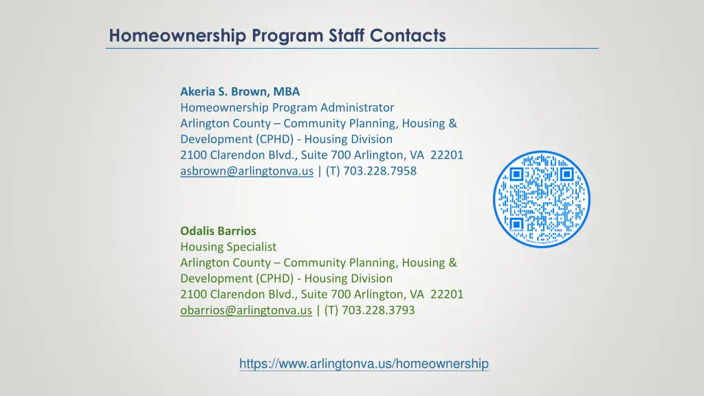 homeownership program staff contacts