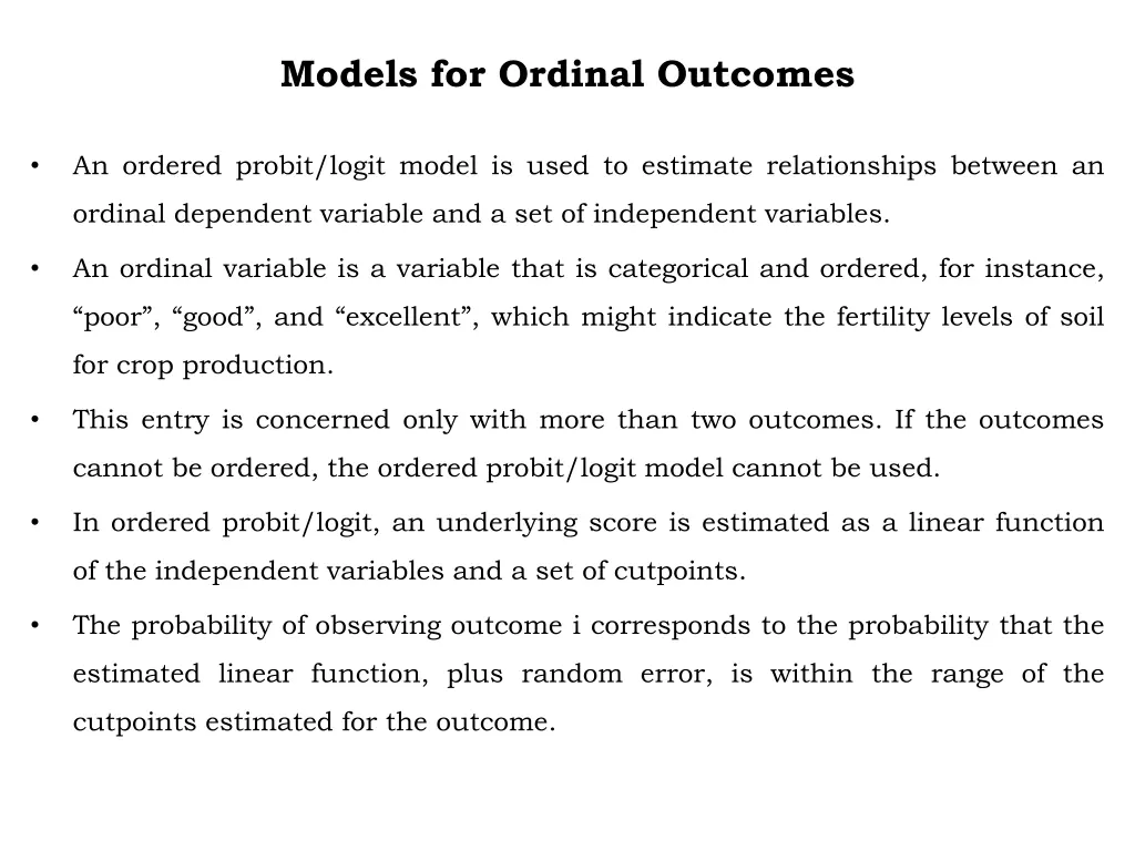 models for ordinal outcomes 1