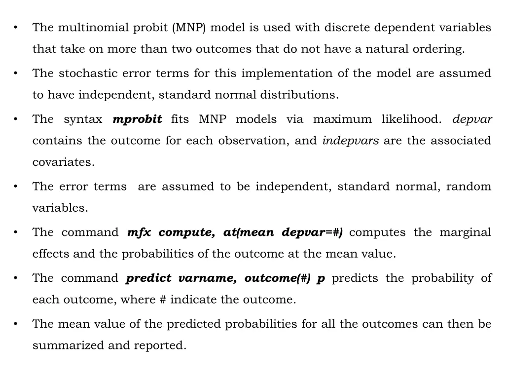 the multinomial probit mnp model is used with