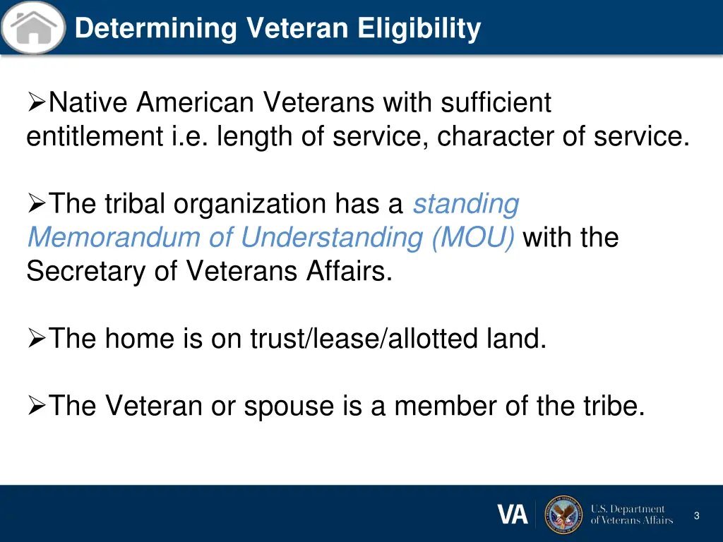 determining veteran eligibility