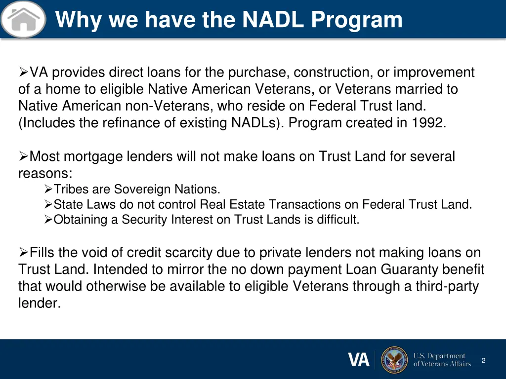 why we have the nadl program