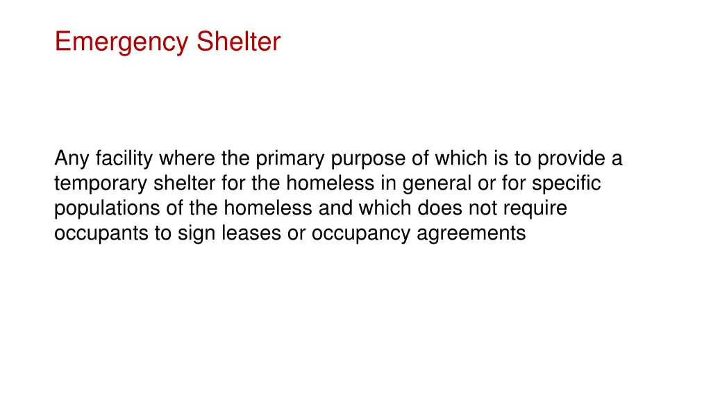 emergency shelter