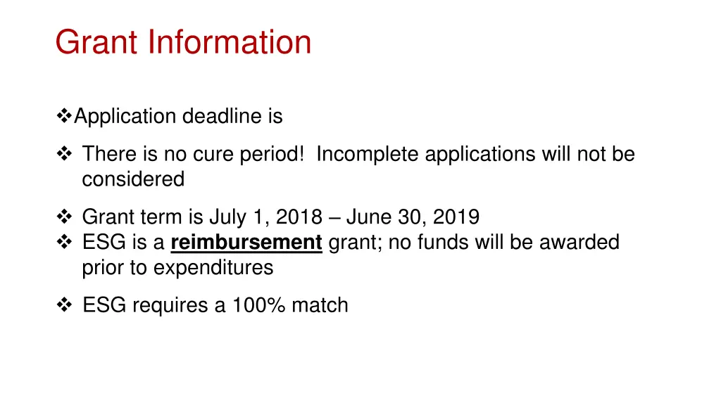 grant information