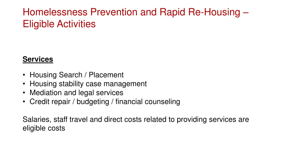 homelessness prevention and rapid re housing 1