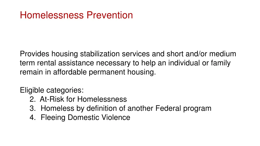 homelessness prevention