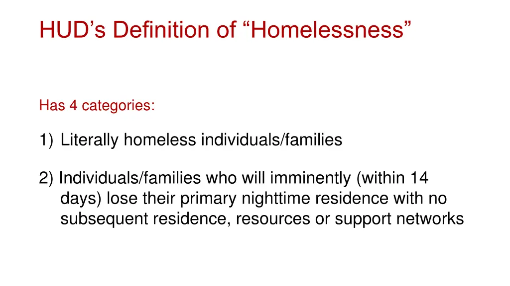 hud s definition of homelessness