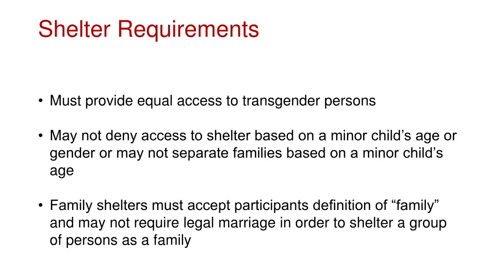shelter requirements 1