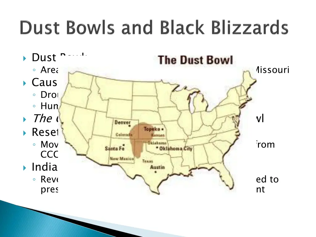 dust bowl area of land from eastern colorado