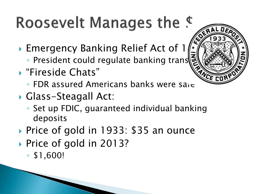 emergency banking relief act of 1933 president