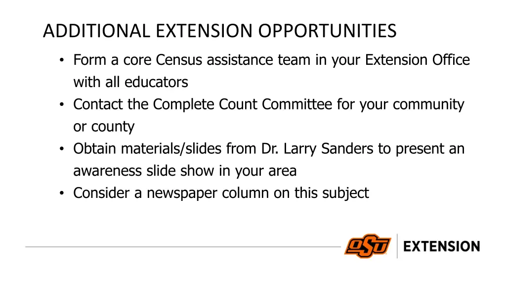 additional extension opportunities