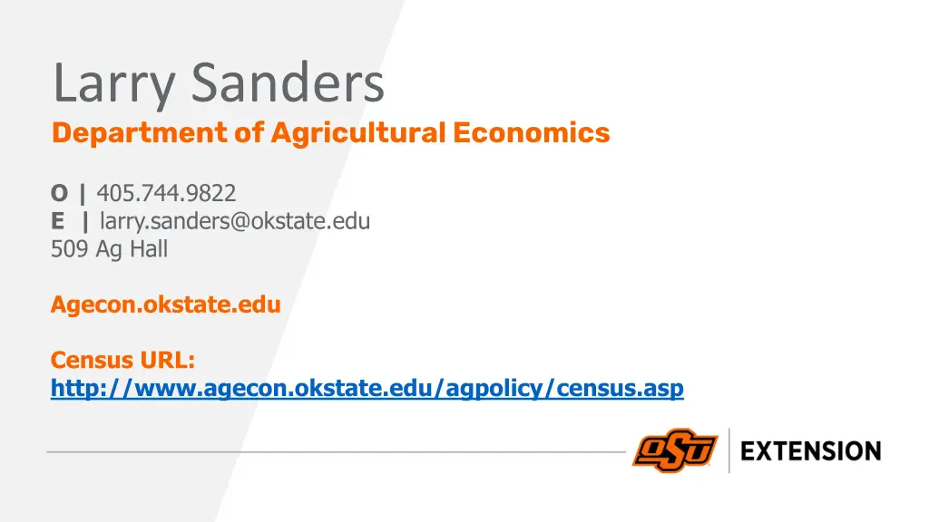 larry sanders department of agricultural economics