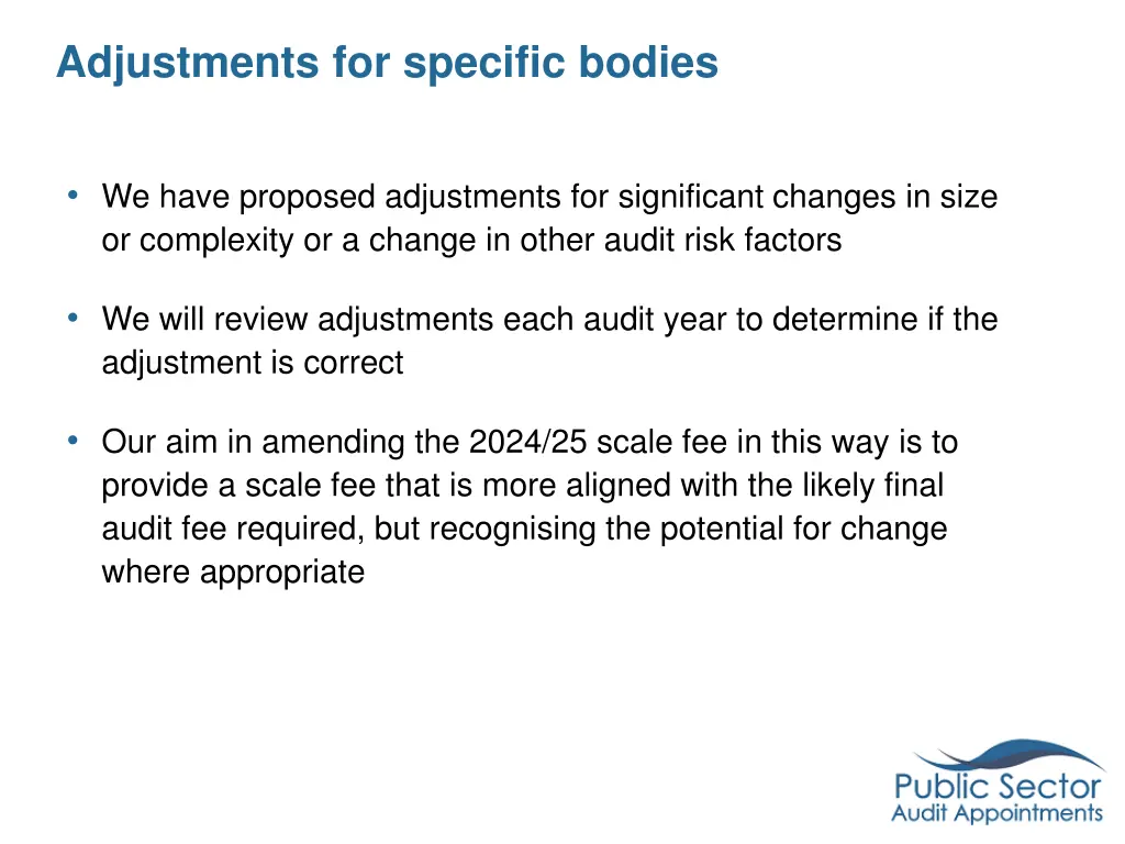 adjustments for specific bodies