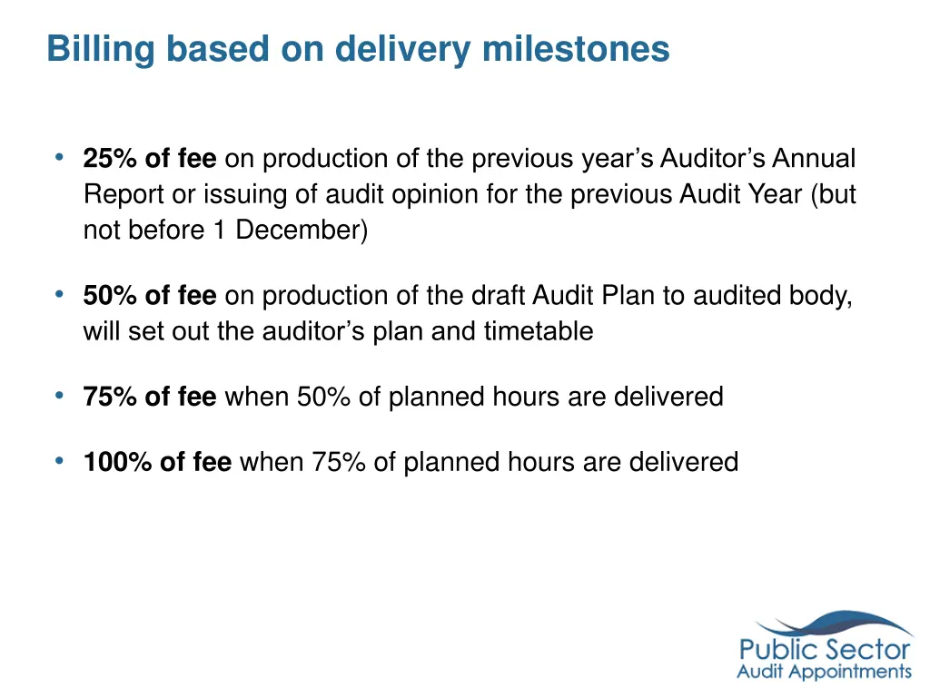 billing based on delivery milestones