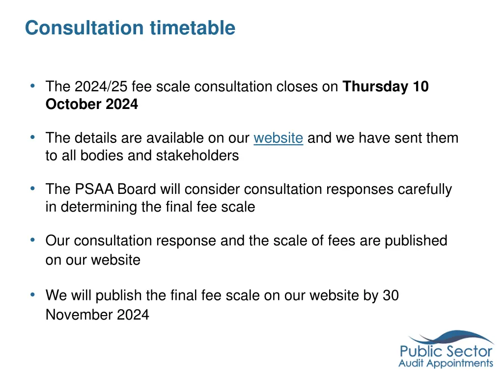 consultation timetable