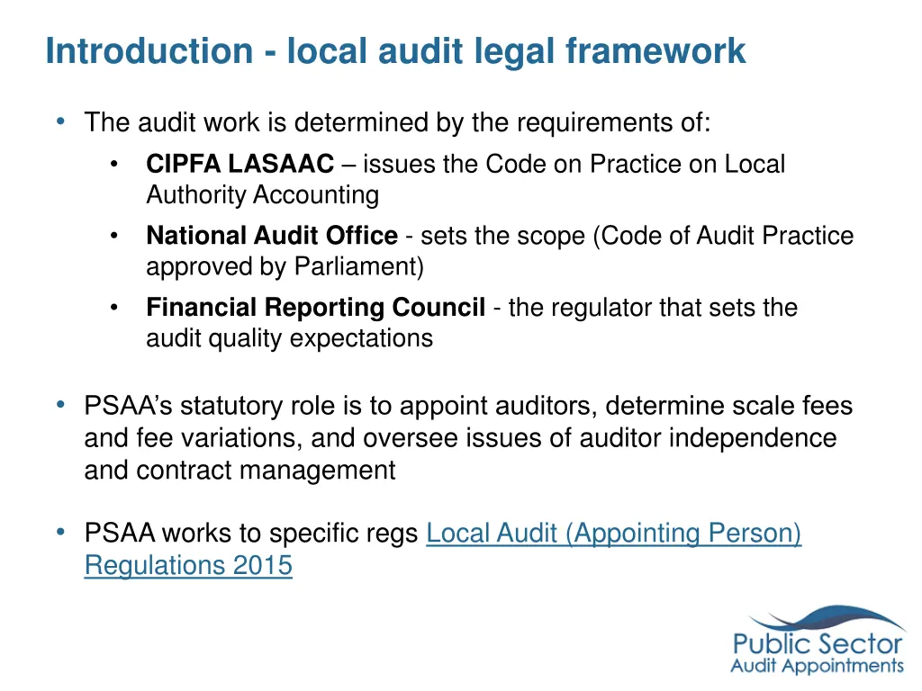 introduction local audit legal framework