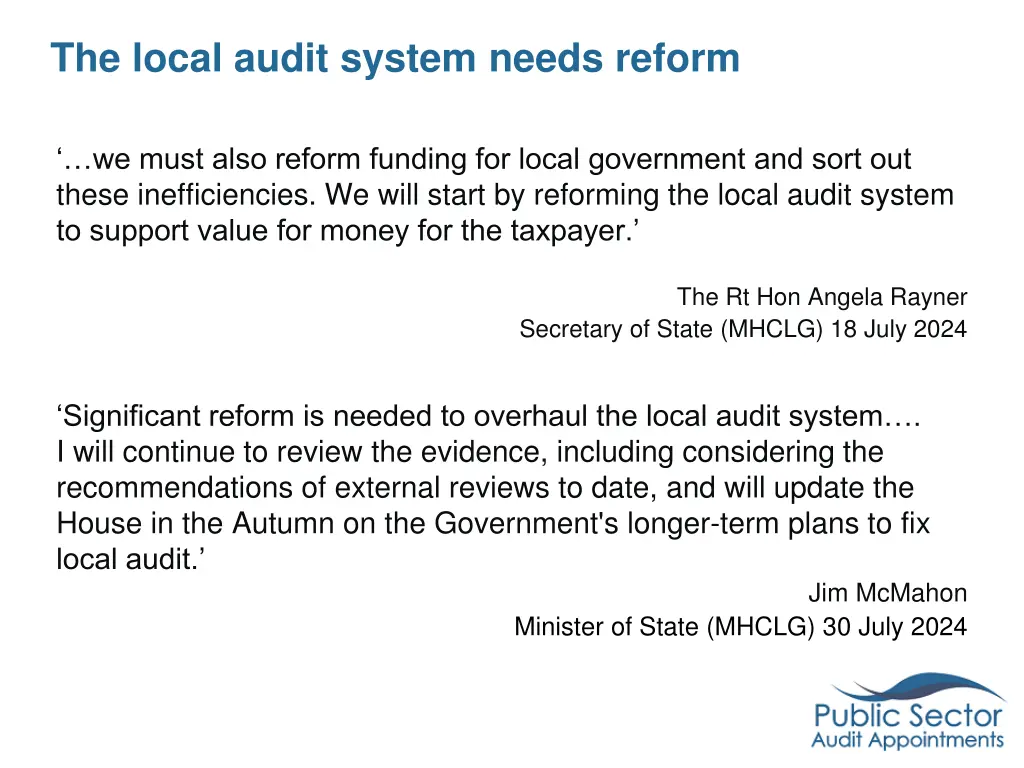 the local audit system needs reform