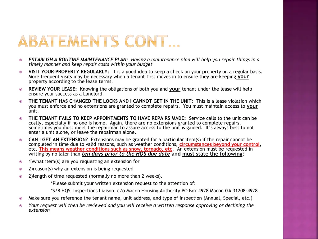abatements cont
