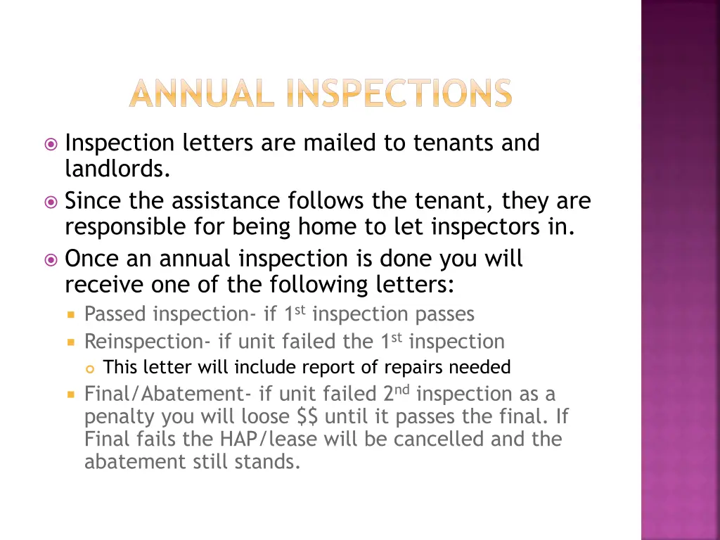 annual inspections