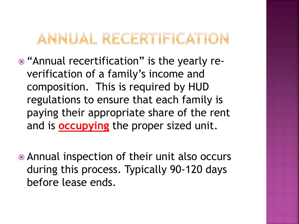 annual recertification