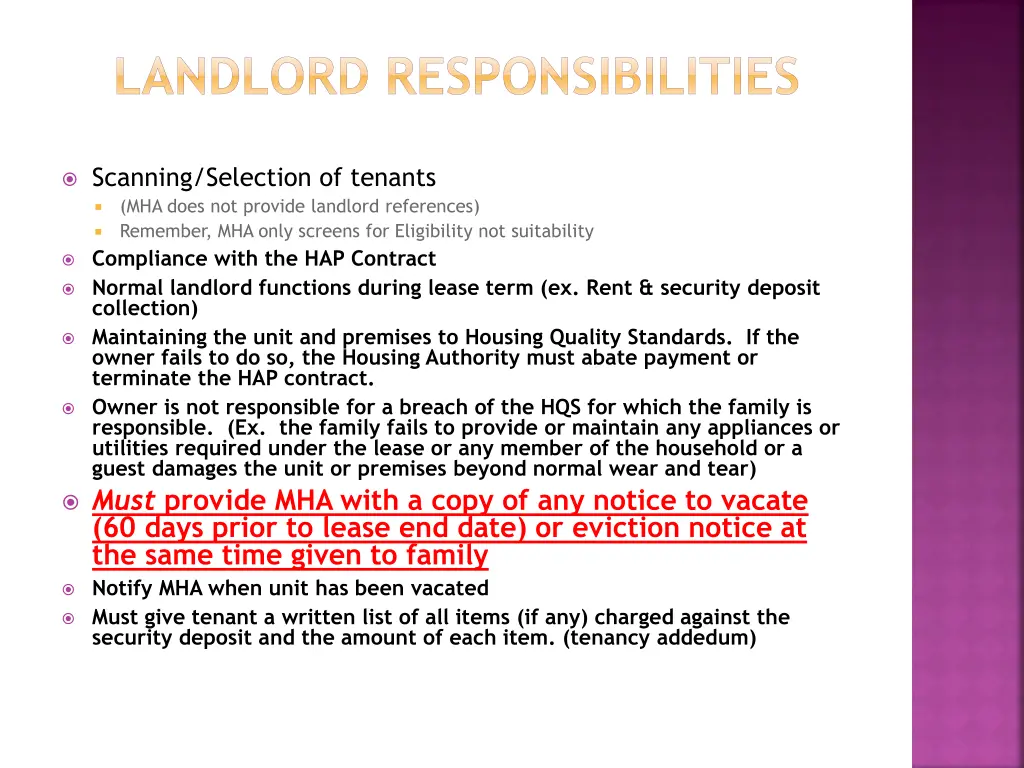 landlord responsibilities