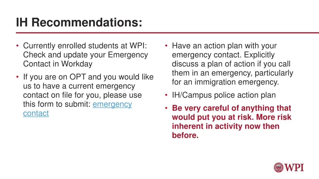 ih recommendations 1