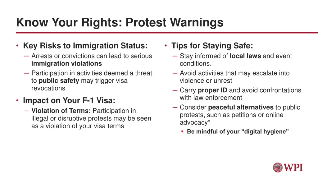 know your rights protest warnings