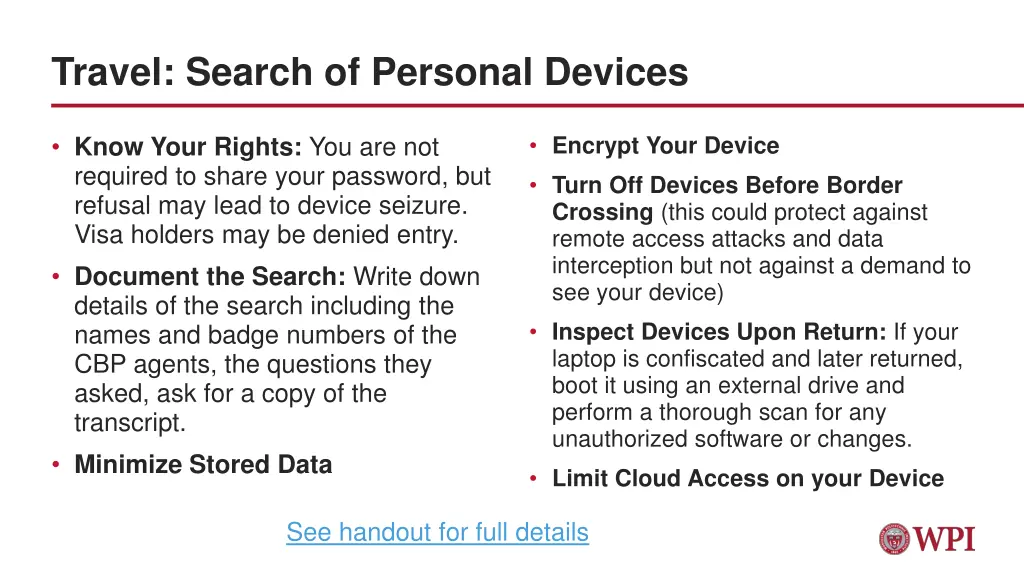 travel search of personal devices 1