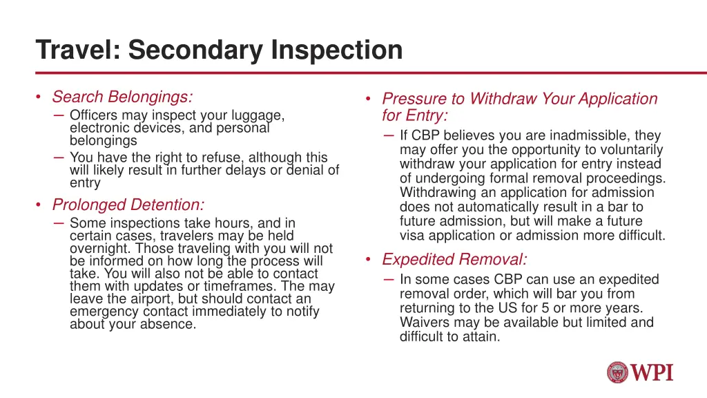 travel secondary inspection