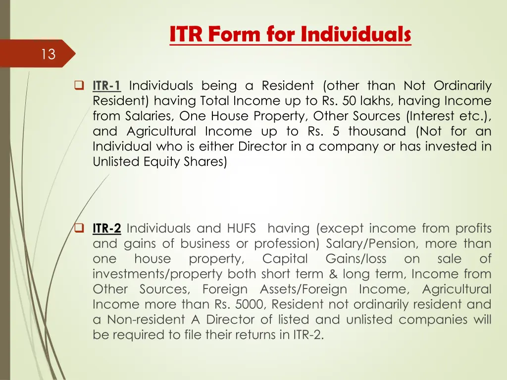 itr form for individuals