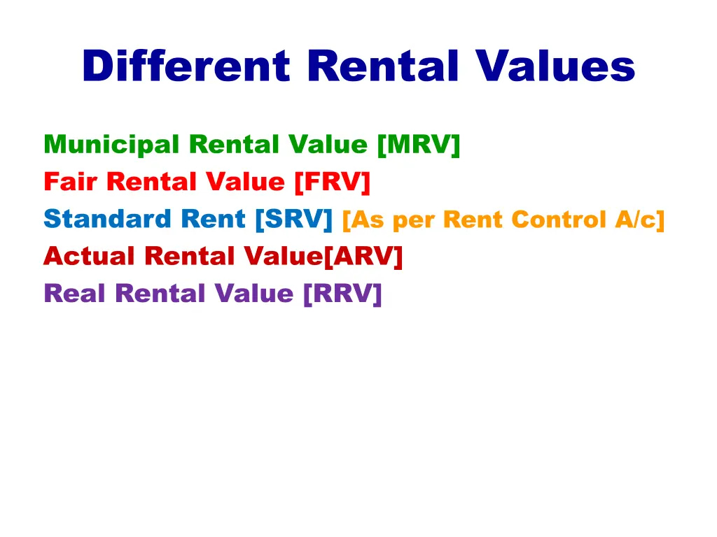 different rental values