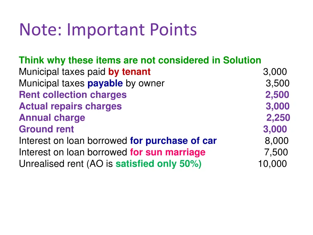 note important points
