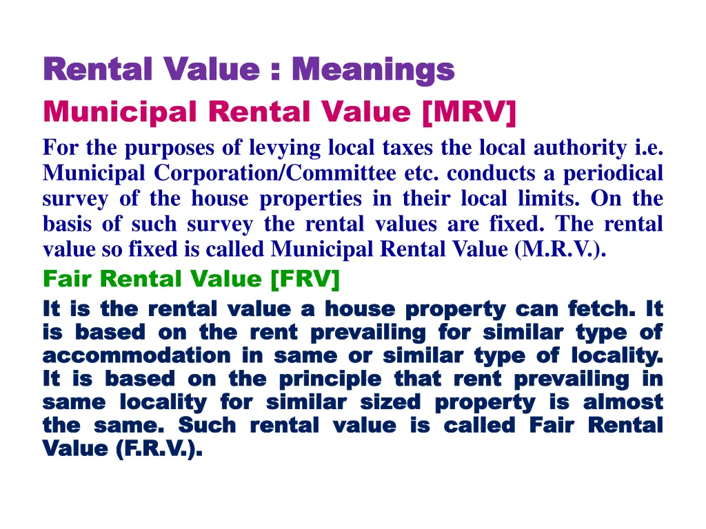 rental value meanings rental value meanings