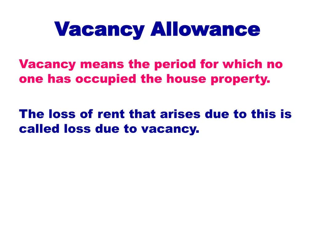 vacancy vacancy allowance allowance