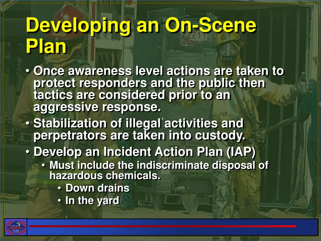 developing an on scene plan once awareness level