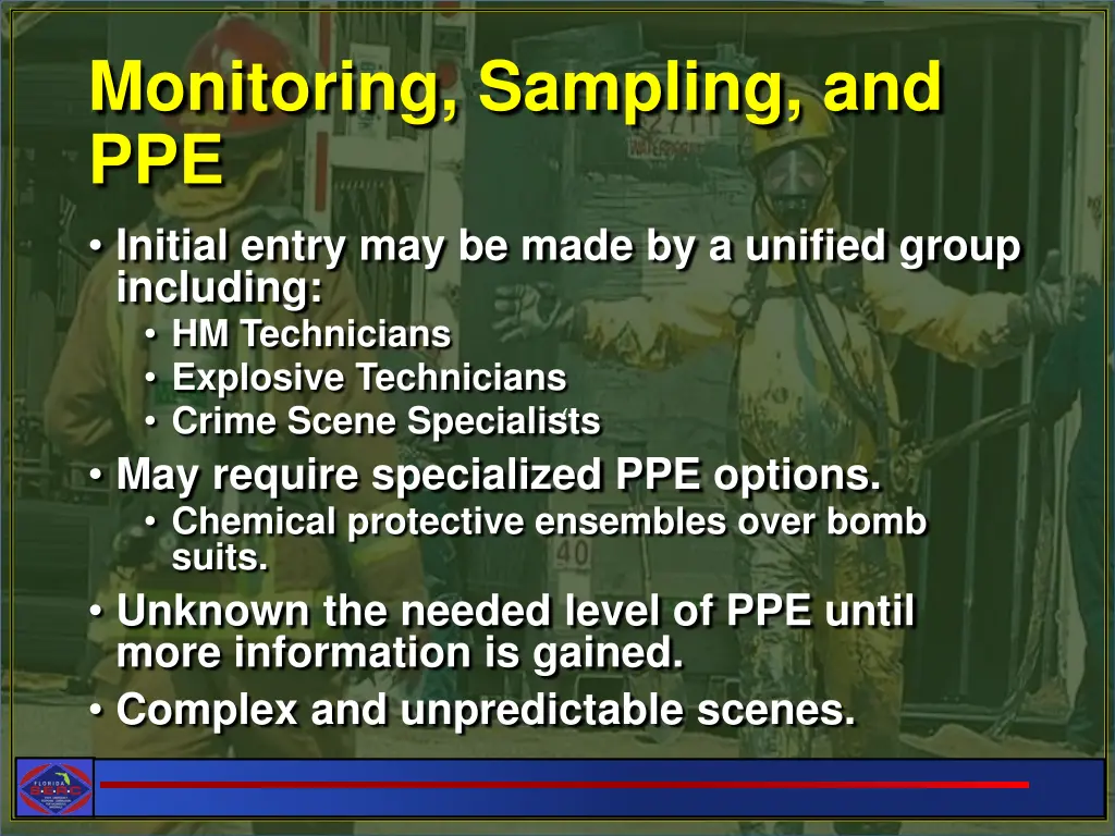 monitoring sampling and ppe initial entry
