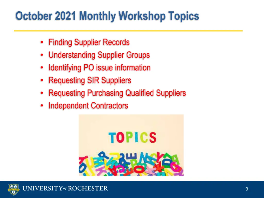 october 2021 monthly workshop topics