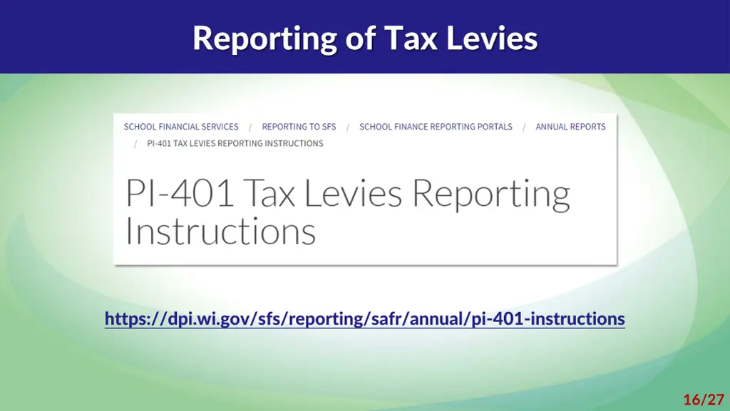 reporting of tax levies