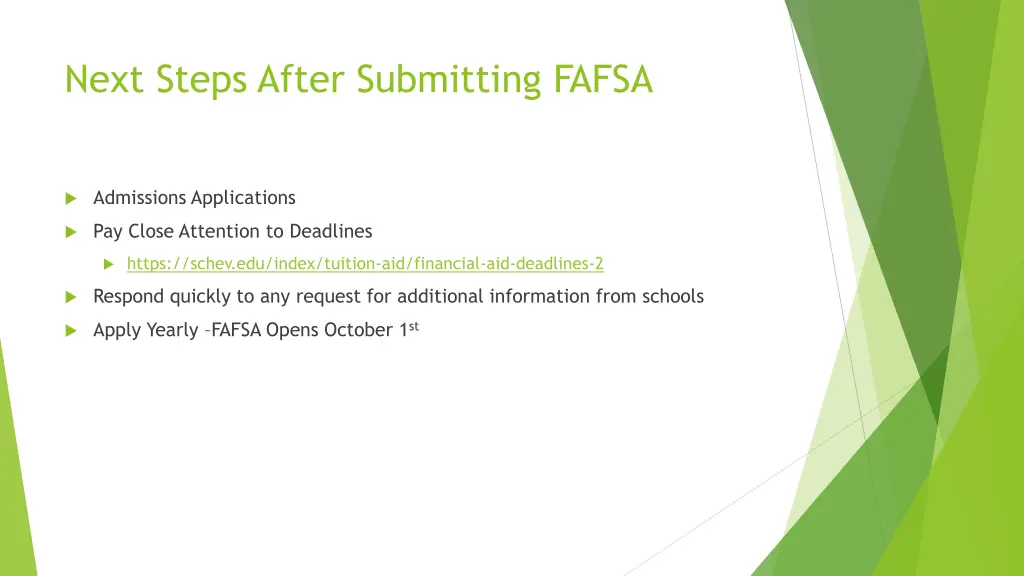 next steps after submitting fafsa