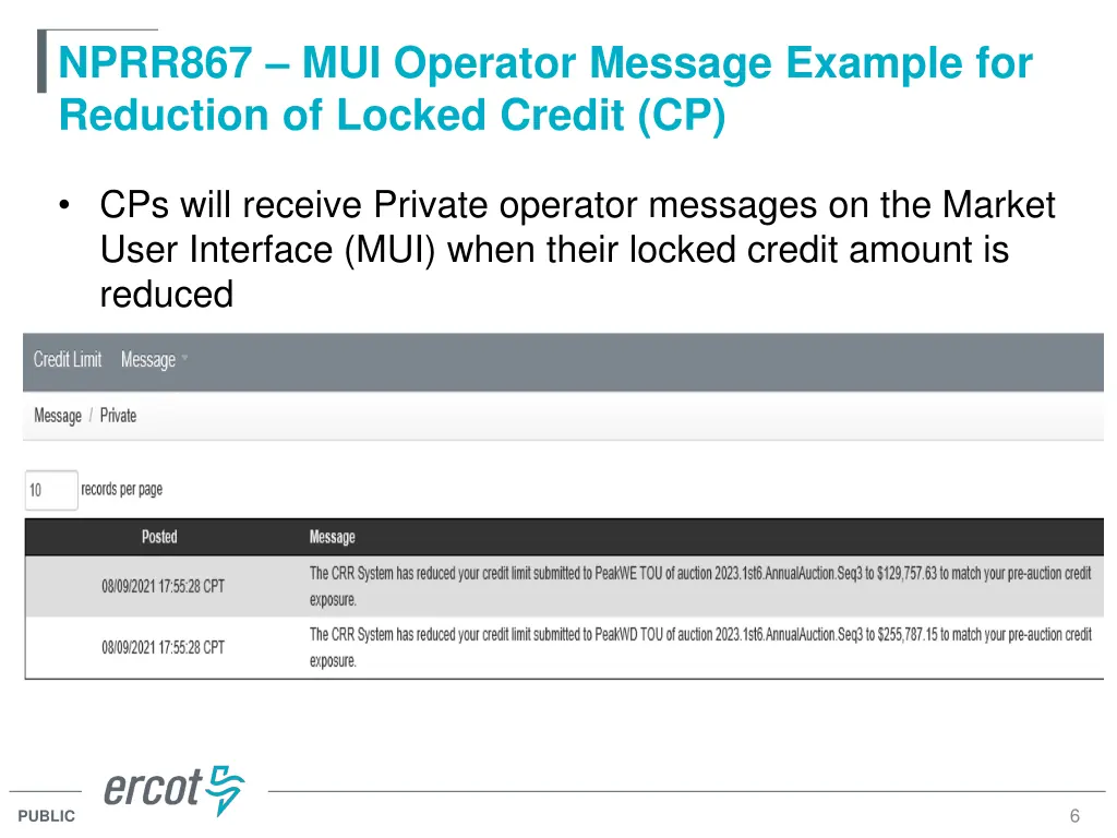 nprr867 mui operator message example
