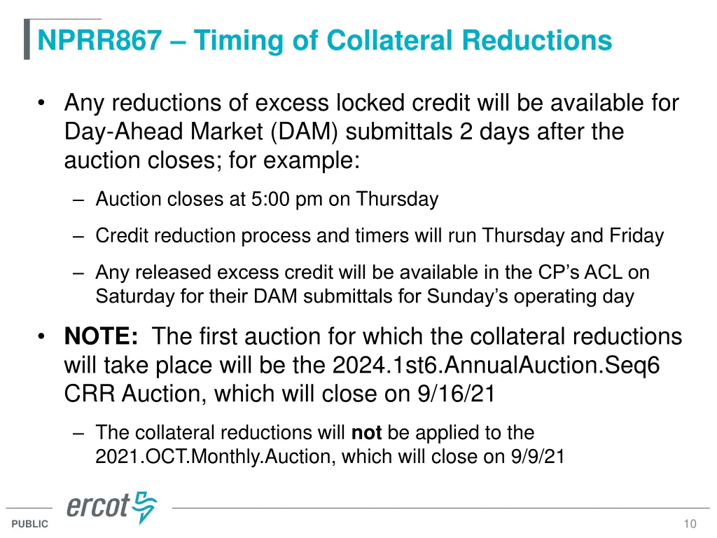 nprr867 timing of collateral reductions