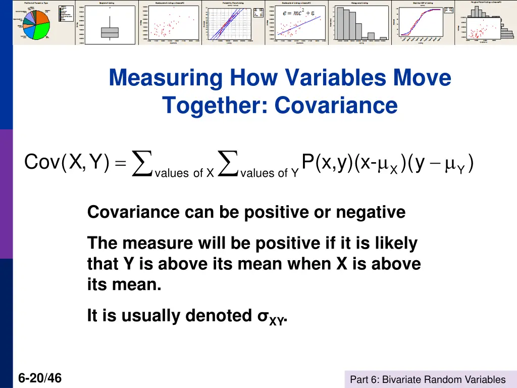 measuring how variables move together covariance