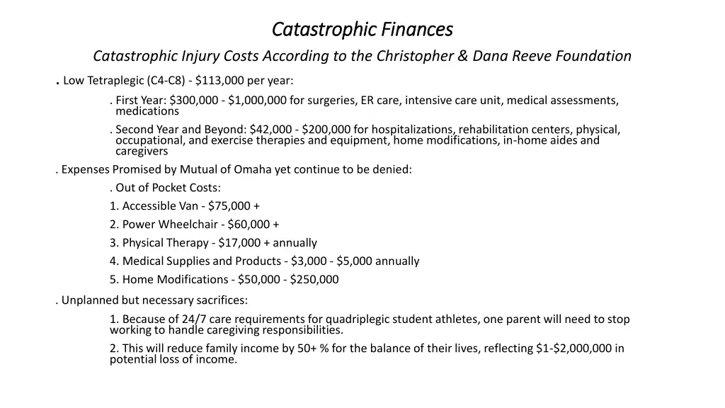 catastrophic finances catastrophic finances