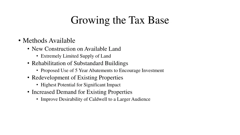growing the tax base