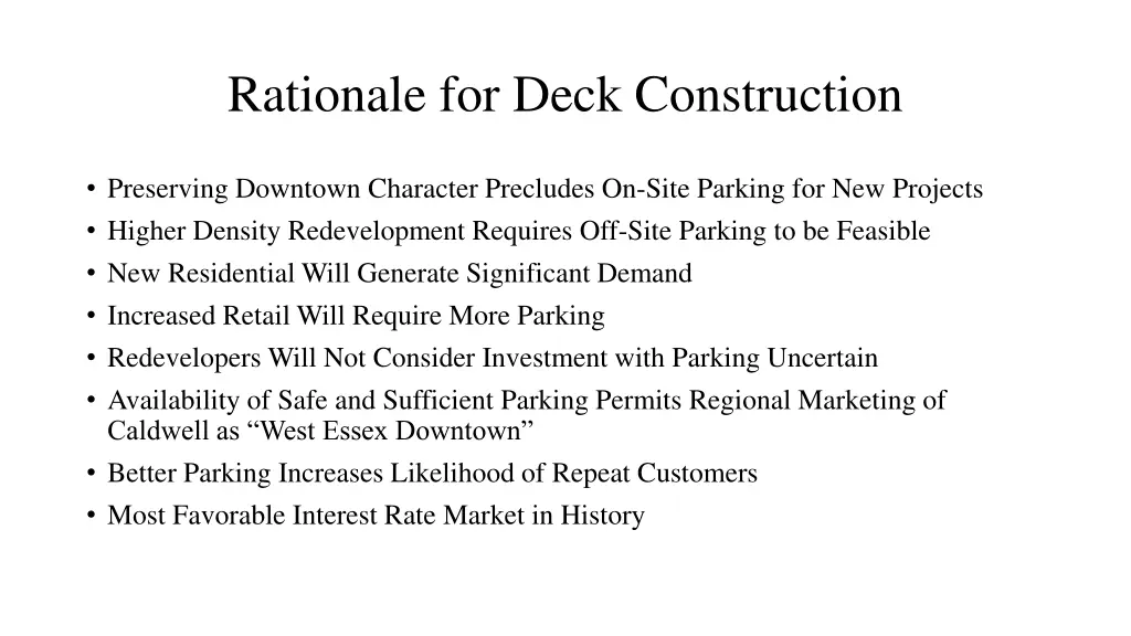 rationale for deck construction
